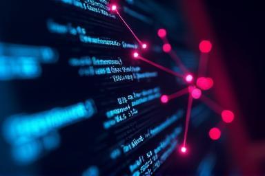 Machine learning code and algorithms visualization on a screen
